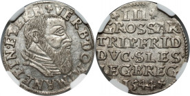 Śląsk, Księstwo Legnicko-Brzesko-Wołowskie, Fryderyk II, trojak 1544, Brzeg MAX