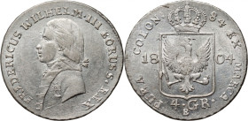 Śląsk pod panowaniem pruskim, Fryderyk Wilhelm III, 4 grosze 1804 B, Wrocław