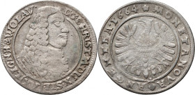 Śląsk, Księstwo Legnicko-Brzesko-Wołowskie, Chrystian Wołowski, 15 krajcarów 1664, Brzeg