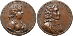 Jan III Sobieski, medal z wizerunkami Królowej Polski, Marii Kazimiery oraz jej ojca, Henryka de la Grange d'Arquine, Francesco Cesarino, Loreto 1699