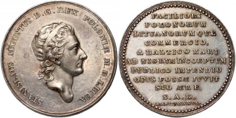 Stanisław August Poniatowski, medal z okazji fundacji przekopu Prypeć-Bug 1786, ...