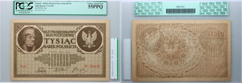 II RP, 1000 marek polskich 17.05.1919, Ser. G Numer 326138.
Reference: Miłaczak...