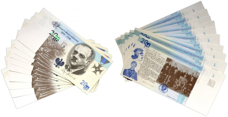 III RP, zestaw banknotów testowych PWPW, Ignacy Matuszewski, 2016 Zestaw dziesię...