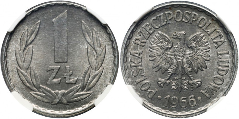 PRL, 1 złoty 1966 Piękny egzemplarz. Reference: Parchimowicz 213c
Grade: NGC MS...