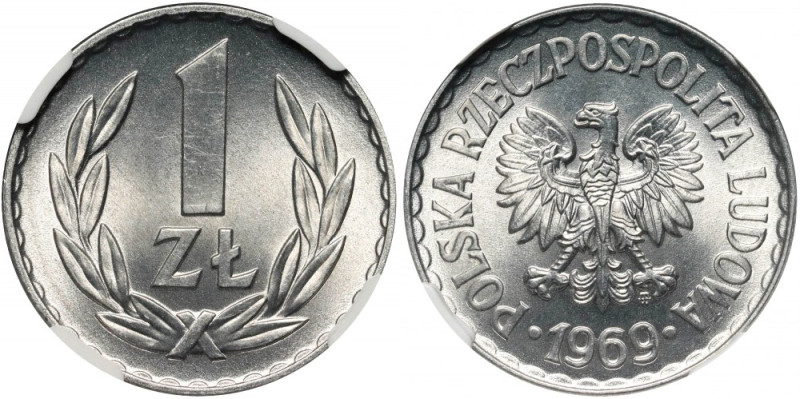 PRL, 1 złoty 1969 Menniczy.
Reference: Parchimowicz 213f
Grade: NGC MS66 2-ga ...