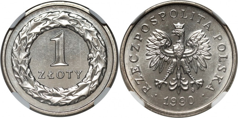 III RP, 1 złoty 1990, Warszawa Reference: Parchimowicz 707a
Grade: NGC MS64