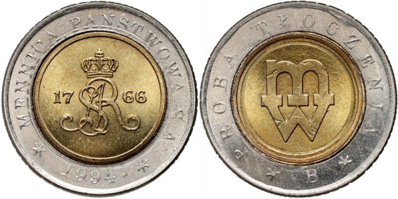 III RP, 5 złotych 1994, Warszawa, Próba tłoczenia Reference: Parchimowicz nie no...