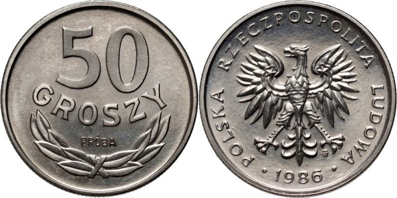 PRL, 50 groszy 1986, PRÓBA, nikiel Nakład 500 sztuk.
Reference: Parchimowicz P2...