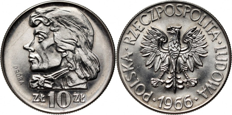 PRL, 10 złotych 1966, Tadeusz Kościuszko, PRÓBA, nikiel Nakład 500 sztuk. Refere...