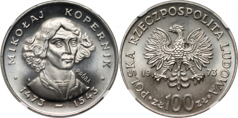 PRL, 100 złotych 1973, Mikołaj Kopernik - mała głowa, PRÓBA, nikiel Nakład 500 s...