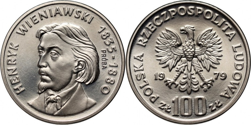 PRL, 100 złotych 1979, Henryk Wieniawski, PRÓBA, nikiel Nakład 500 sztuk. Refere...