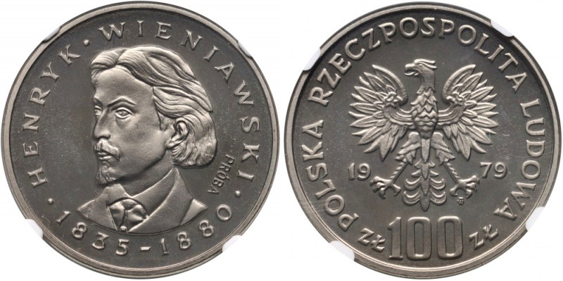 PRL, 100 złotych 1979, Henryk Wieniawski, PRÓBA, nikiel Nakład 500 sztuk. Druga ...