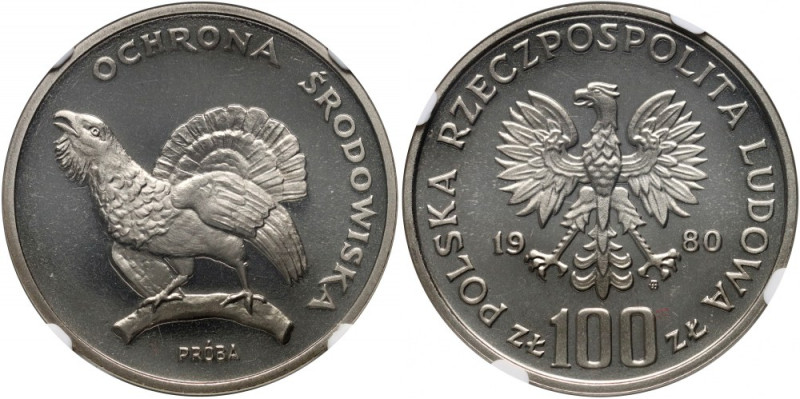 PRL, 100 złotych 1980, Głuszec, PRÓBA, nikiel Nakład 500 sztuk.
Reference: Parc...