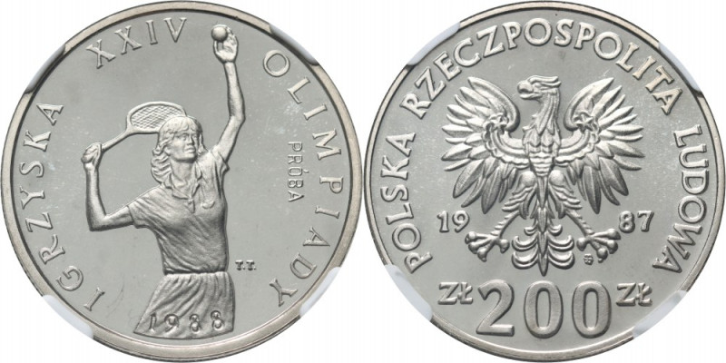 PRL, 200 złotych 1987, Igrzyska XXIV Olimpiady, PRÓBA, nikiel Nakład 500 sztuk. ...