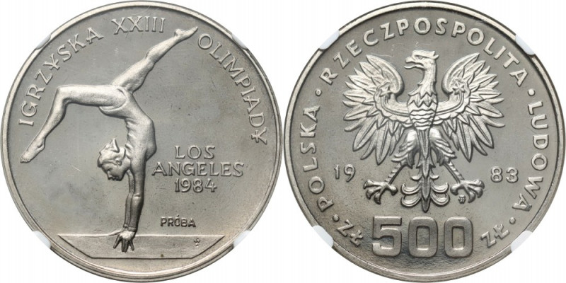 PRL, 500 złotych 1983, Olimpiada w Los Angeles, PRÓBA, nikiel Nakład 500 sztuk....