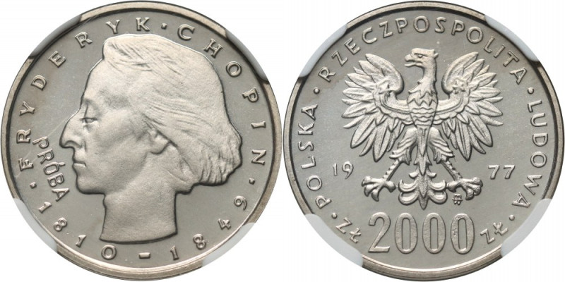 PRL, 2000 złotych 1977, Fryderyk Chopin, PRÓBA, nikiel Nakład 500 sztuk.
Refere...