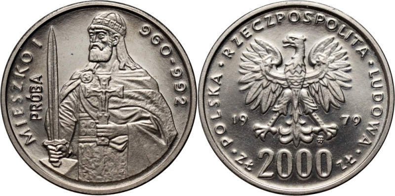 PRL, 2000 złotych 1979, Mieszko I, PRÓBA, nikiel Nakład 500 sztuk.
Reference: P...