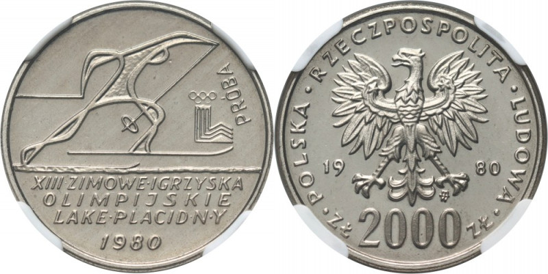 PRL, 2000 złotych 1980, XIII Zimowe Igrzyska Olimpijskie Lake Placid 1980, PRÓBA...