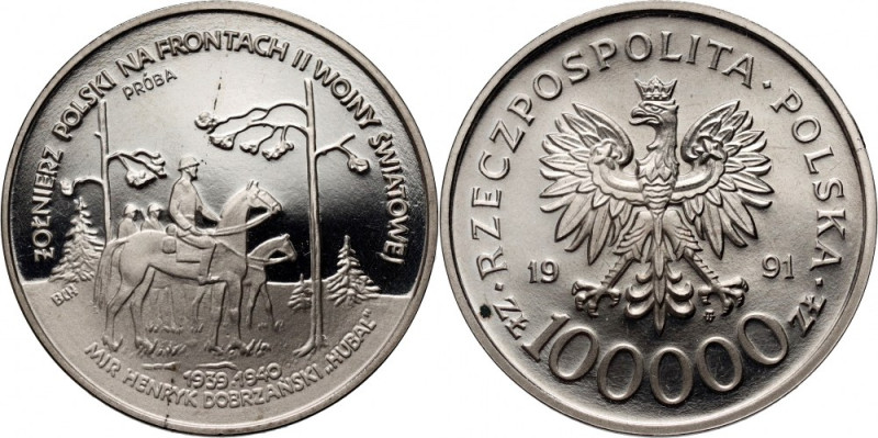 III RP, 100000 złotych 1991, Żołnierz Polski na frontach II Wojny Światowej - MJ...