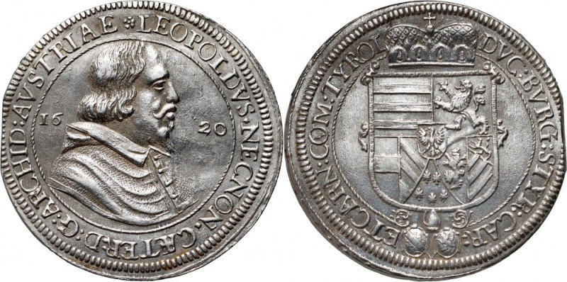 Austria, Leopold V, Thaler 1620, Hall Silver 28,46 g.&nbsp;The small shields in ...