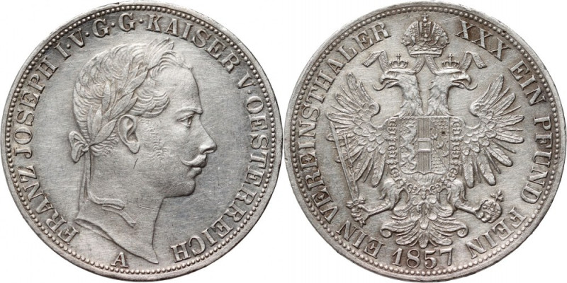 Austria, Franz Joseph I, Thaler 1857 A, Vienna Silver 18,48 g. Slightly cleaned....