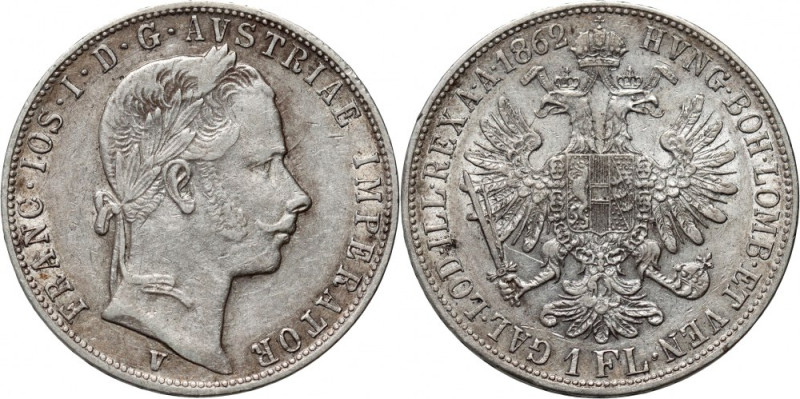Austria, Franz Joseph I, Florin 1862 V, Venice Scarce mint. Rzadka mennica. Refe...