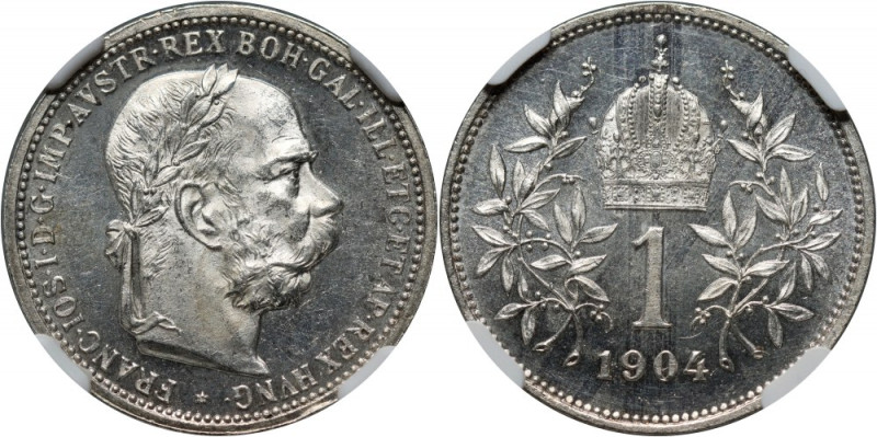 Austria, Franz Joseph I, Corona 1904 Scarce date. Rzadszy rocznik. Reference: KM...