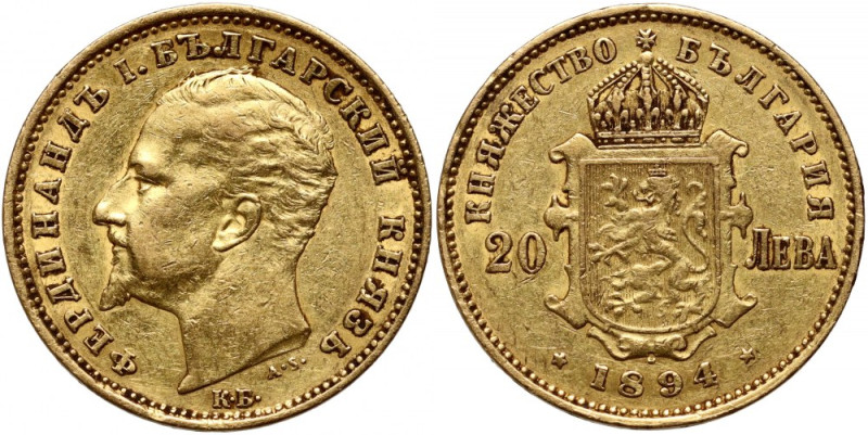 Bulgaria, Ferdinand I, 20 Leva 1894 Gold 6,42 g.
 Złoto 6,42 g.
Reference: Fri...