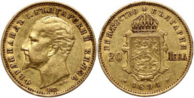 Bulgaria, Ferdinand I, 20 Leva 1894