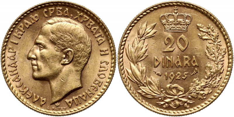 Yugoslavia, Alexander I, 20 Dinara 1925 Gold 6,45 g.
 Złoto 6,45 g. Reference: ...