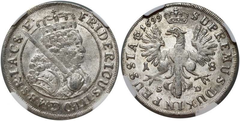 Germany, Brandenburg-Prussia, Friedrich III, Ort 1699 SD, Konigsberg NGC's secon...