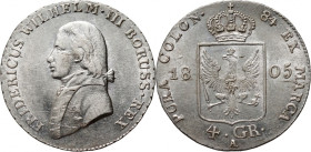 Germany, Prussia, Friedrich Wilhelm III, 4 Groschen 1805 A, Berlin