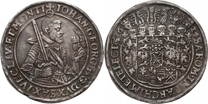 Germany, Saxony, John George I, Thaler 1624, Wolkenstein Silver 28,58 g. Srebro ...