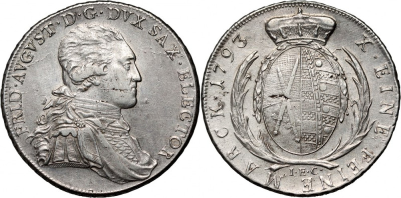 Germany, Saxony, Friedrich August III, Thaler 1793 IEC, Dresden Silver 27,99 g. ...