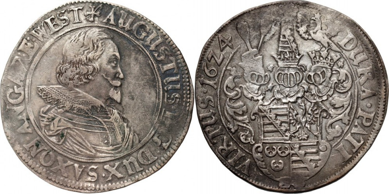 Germany, Saxony-Lauenburg, August II, Thaler 1624 Silver 28,53 g. Mount mark. Sr...