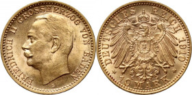 Germany, Baden, Friedrich II, 10 Mark 1910 G, Karlsruhe