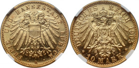 Germany, Lubeck, 10 Mark 1905 A, Berlin, Proof