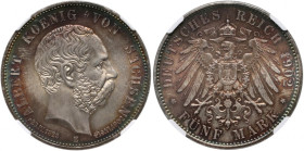 Germany, Saxony, Albert, 5 Mark 1902 E, Muldenhütten, Commemorating the death of King Albert