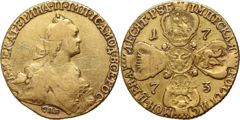 Russia, Catherine II, 10 Roubles 1778 СПБ, St. Petersburg Gold 12,55 g.
 Złoto ...