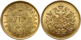 Russia, Alexander II, 3 Roubles 1874 СПБ HI, St. Petersburg