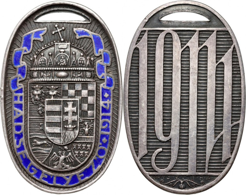 Hungary, medal, 1914 Silver, blue enamel, weight 34,80 g, dimensions 53 x 38 mm...