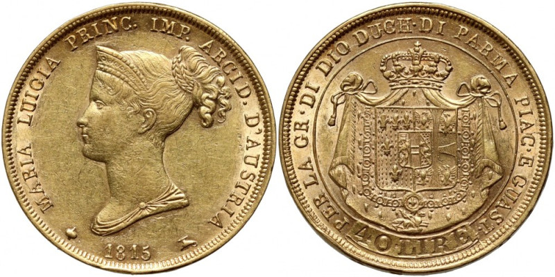 Italy, Parma, Maria Luigia, 40 Lire 1815 Gold&nbsp;12,85 g. Złoto 12,85 g. Refer...