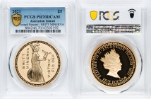 British Administration Elizabeth II gold Proof "Bonomi Pattern - Minerva" 5 Pounds 2021 PR70 Deep Cameo PCGS, Commonwealth mint, KM-Unl. Mintage: 50. ...