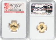 Elizabeth II gold "Year of the Horse" 15 Dollars (1/10 oz) 2014-P MS70 NGC, Perth mint, KM2102. Lunar series. Early Releases. HID09801242017 © 2024 He...