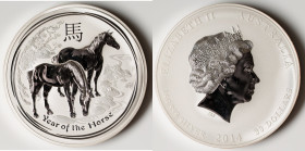 Elizabeth II silver Matte Proof "Year of the Horse" 30 Dollars (1 Kilo) 2014-P UNC, Perth mint, cf. KM2115. Lunar series II. HID09801242017 © 2024 Her...