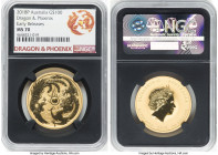 Elizabeth II gold "Dragon & Phoenix" 100 Dollars (1 oz) 2018-P MS70 NGC, Perth mint, KM3591. Mintage: 5,000. Early Releases. HID09801242017 © 2024 Her...