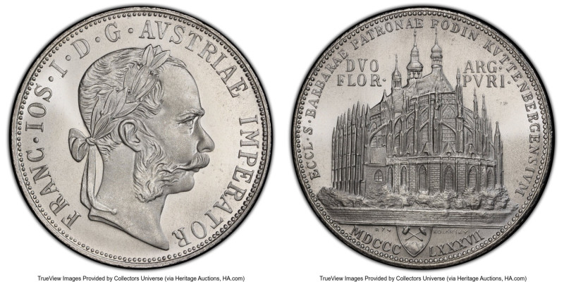 Franz Joseph I Restrike 2 Florin 1887-Dated (1974) MS67+ PCGS, Kremnica mint, KM...