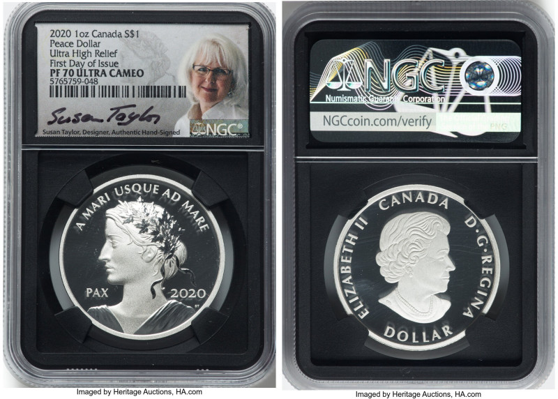 Elizabeth II silver Proof Ultra High Relief "Peace Dollar" Dollar (1 oz) 2020 PR...