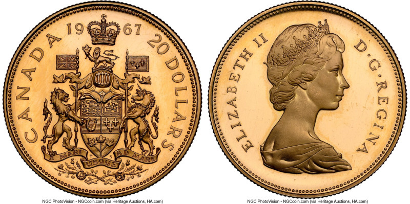 Elizabeth II gold Specimen "Confederation Centennial" 20 Dollars 1967 SP67 Ultra...