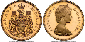 Elizabeth II gold Specimen "Confederation Centennial" 20 Dollars 1967 SP67 Ultra Cameo NGC, Royal Canadian mint, KM71. 100th Anniversary of Canada HID...